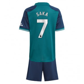 Lacne Dětský Futbalové dres Arsenal Bukayo Saka #7 2023-24 Krátky Rukáv - Tretina (+ trenírky)